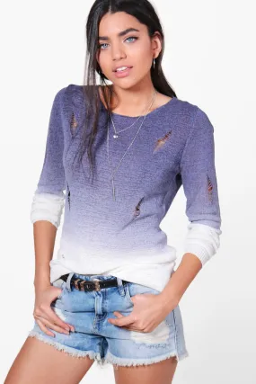 Camille Dip Dye Distressed Sweater