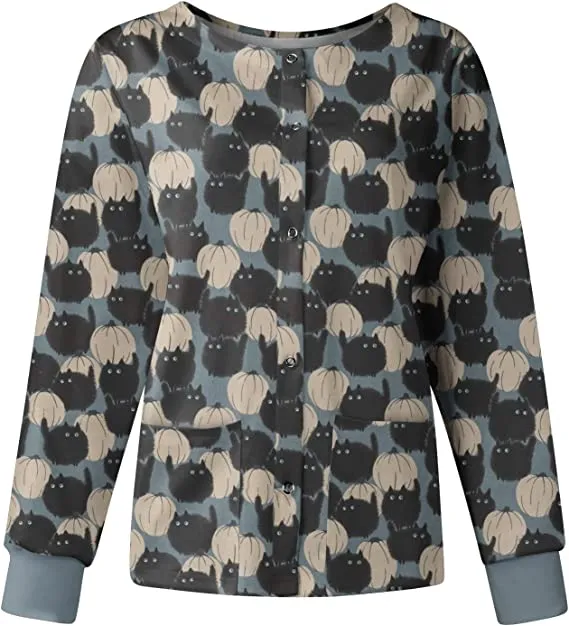 Catspump Grey Halloween Scrub Jacket - William Jacket