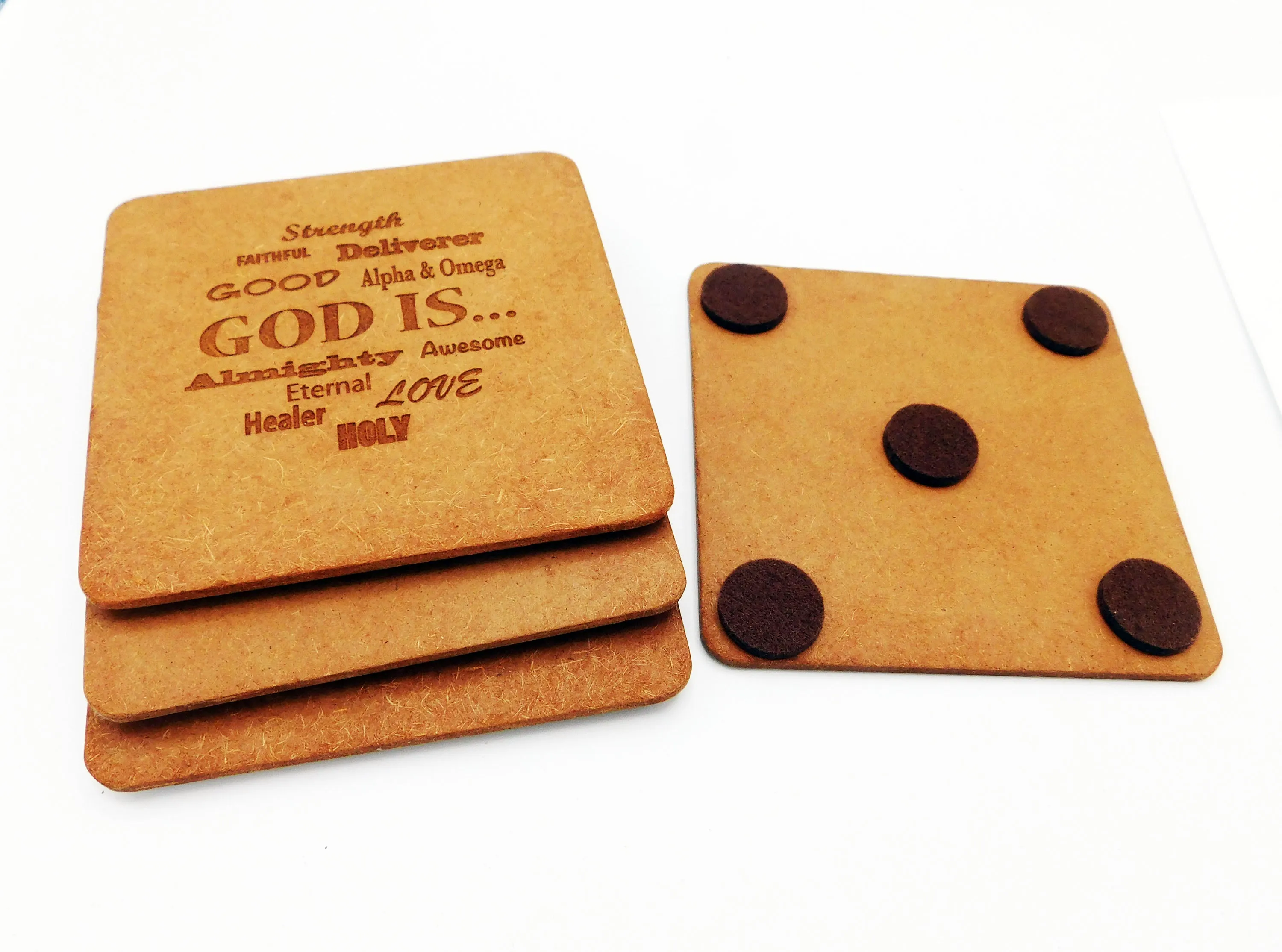 Christian Coasters Wooden Handmade Square Home Decor Set of 4