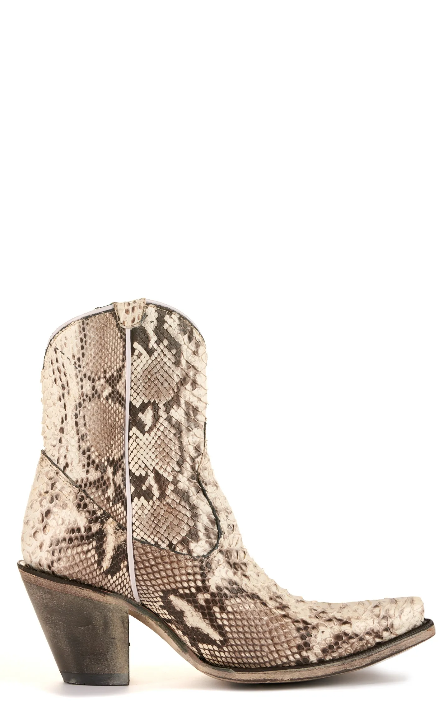 Corral Women's Natural Full Python Snip Toe Exotic Cowboy Booties