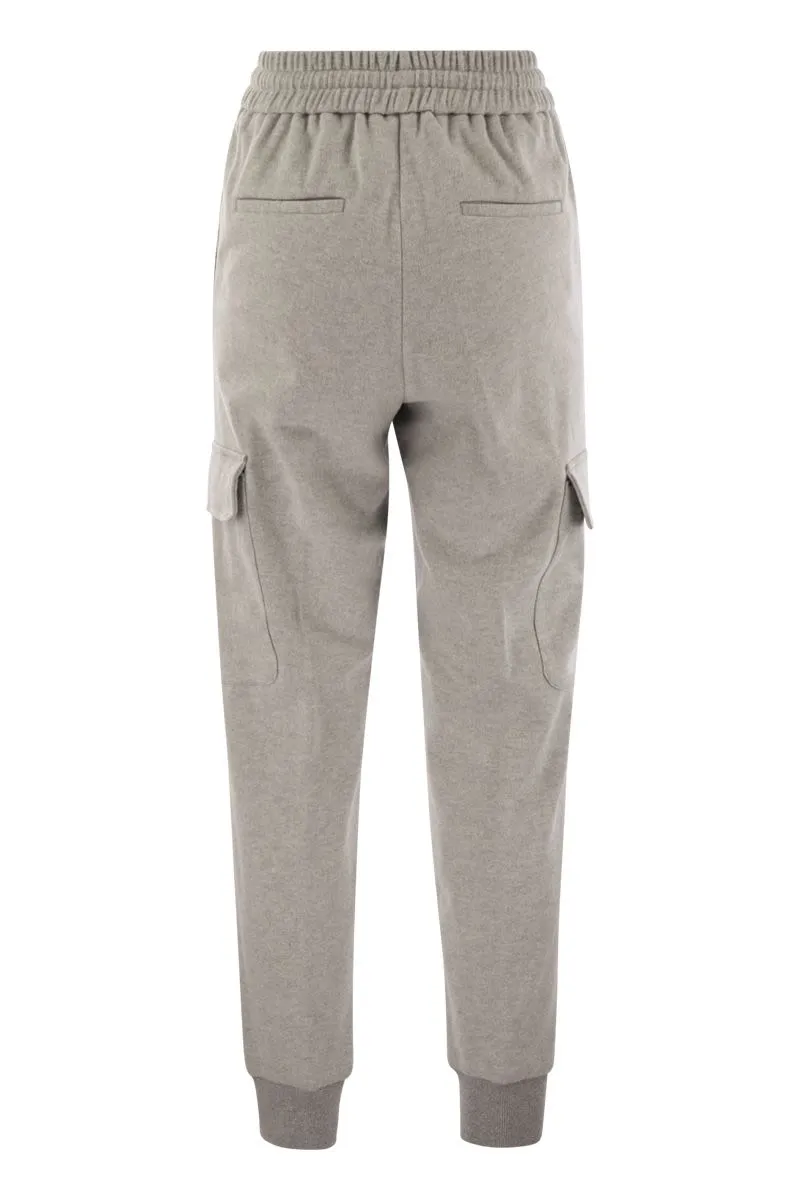 COTTON AND VIRGIN WOOL TROUSERS