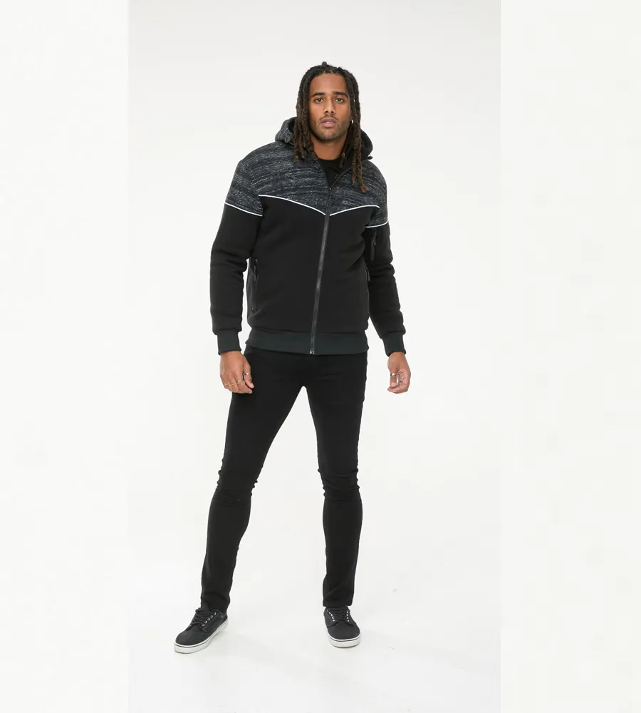 D555 Mens Black Hoodie With Sherpa Lining (HENNESSEY)