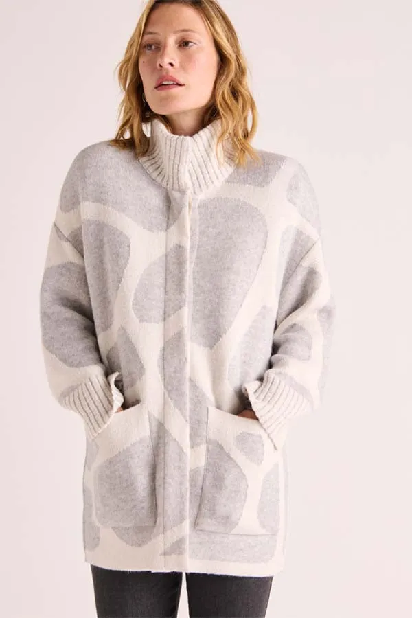 Devernois NAOMI MERINO WOOL ALPACA JACQUARD KNIT COAT