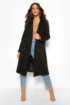 Double Breasted Boyfriend Wool Look Coat