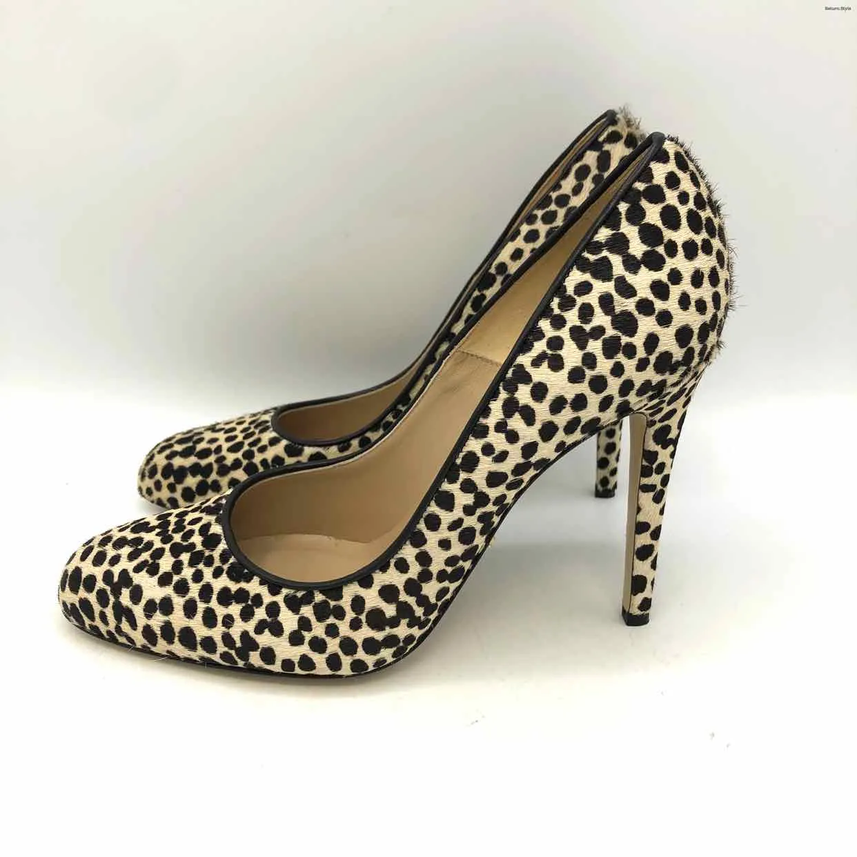 DVF - DIANE VON FURSTENBERG Beige Black Leather Spotted 4 Heel Shoes