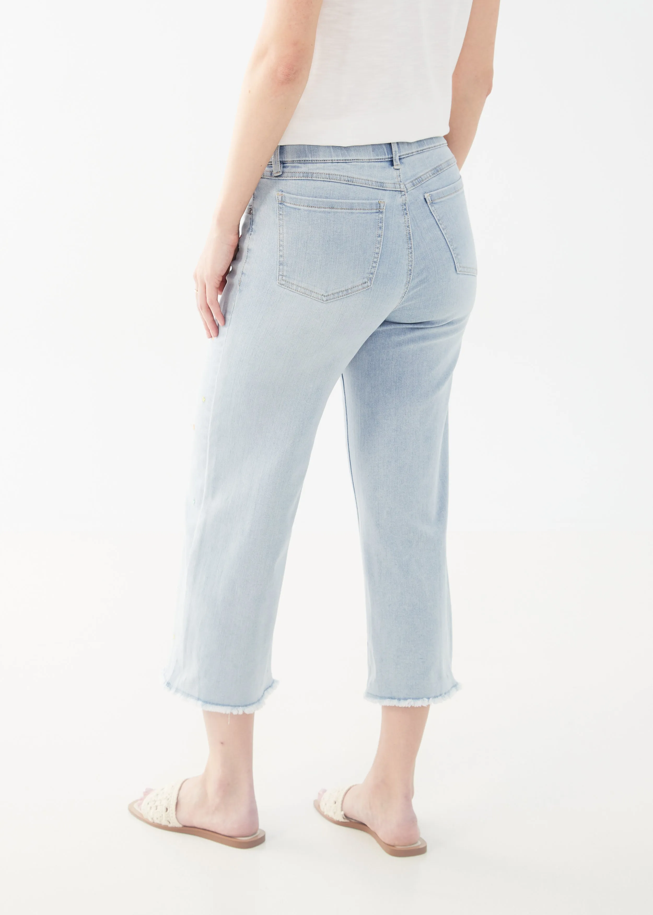 FDJ pull-on jeans 2538669, embroidered wide crop