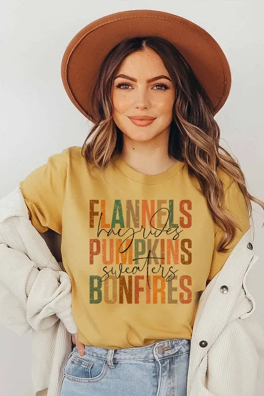 FLANNELS PUMPKINS BONFIRES GRAPHIC TEE PLUS SIZE