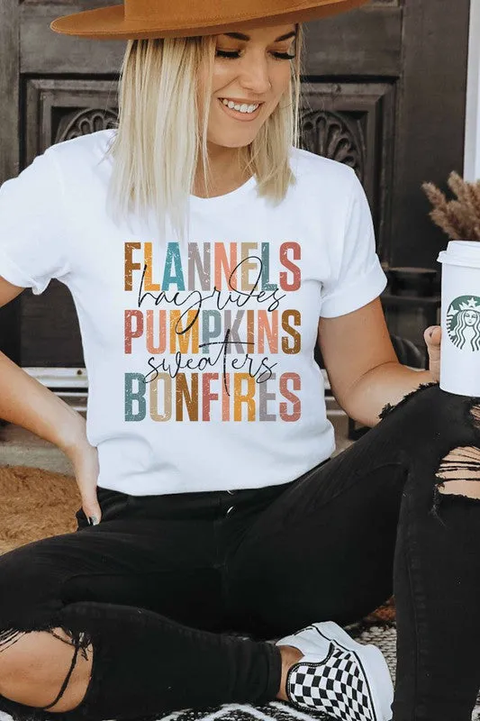 FLANNELS PUMPKINS BONFIRES GRAPHIC TEE PLUS SIZE