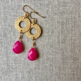 Fuchsia Jade Brass Earrings as Seen on Mom