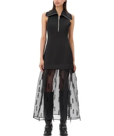 Ganni Fringed Organza Dress