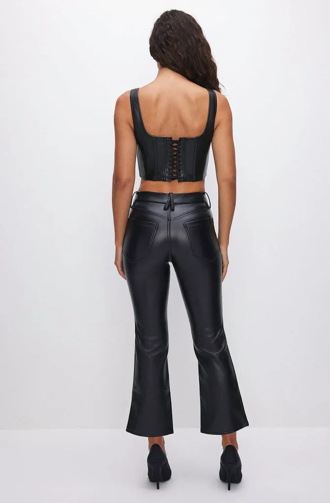 GOOD AMERICAN GOOD LEGS CROP MINI BOOT FAUX LEATHER PANT