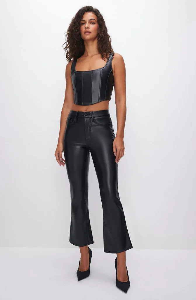 GOOD AMERICAN GOOD LEGS CROP MINI BOOT FAUX LEATHER PANT