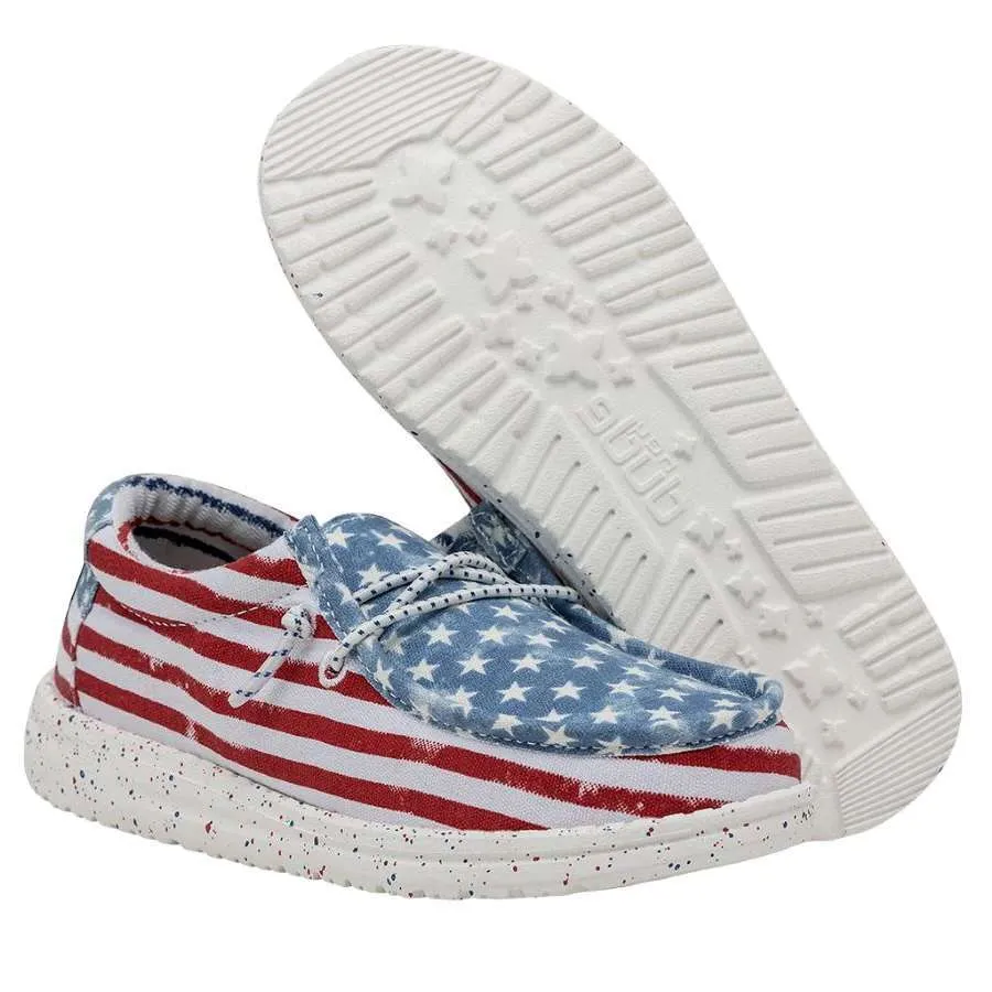 Hey Dude Wally Youth Patriotic Shoes – Stars N Stripes