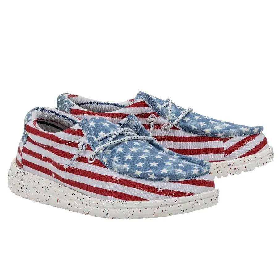 Hey Dude Wally Youth Patriotic Shoes – Stars N Stripes