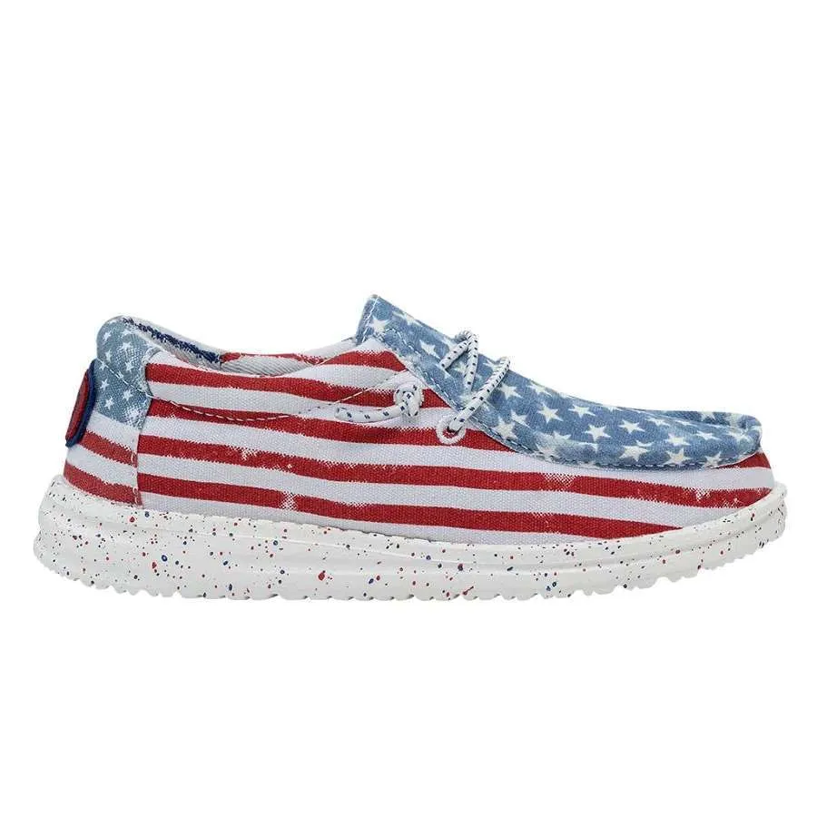 Hey Dude Wally Youth Patriotic Shoes – Stars N Stripes