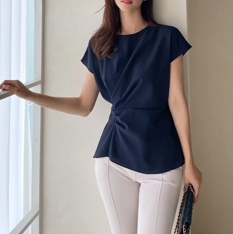 I AM MARI  |Long Sleeves Plain Medium Office Style Elegant Style