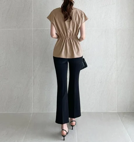 I AM MARI  |Long Sleeves Plain Medium Office Style Elegant Style