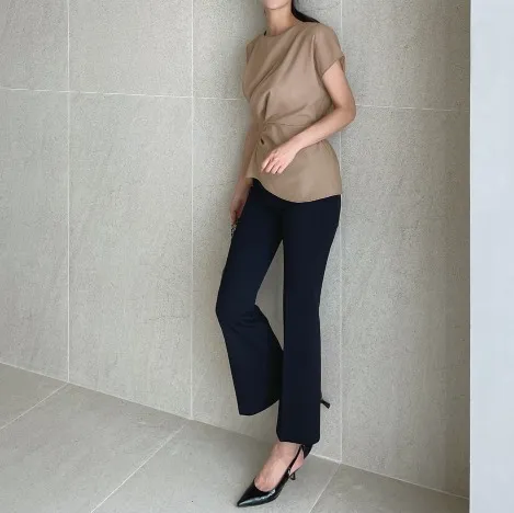 I AM MARI  |Long Sleeves Plain Medium Office Style Elegant Style