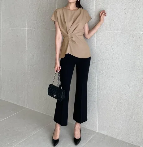 I AM MARI  |Long Sleeves Plain Medium Office Style Elegant Style