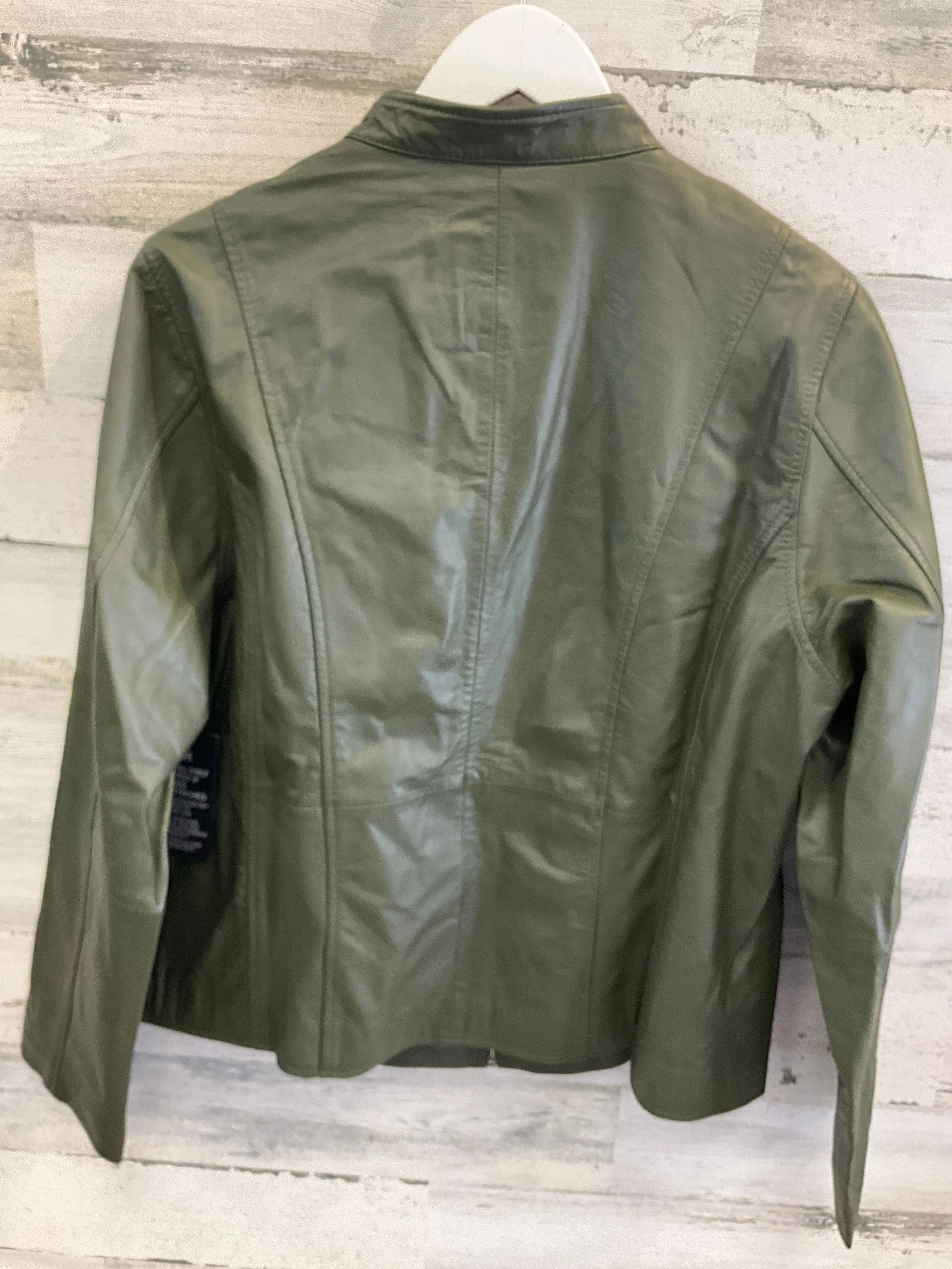 Jacket Leather By Jessica London In Green, Size: 1x