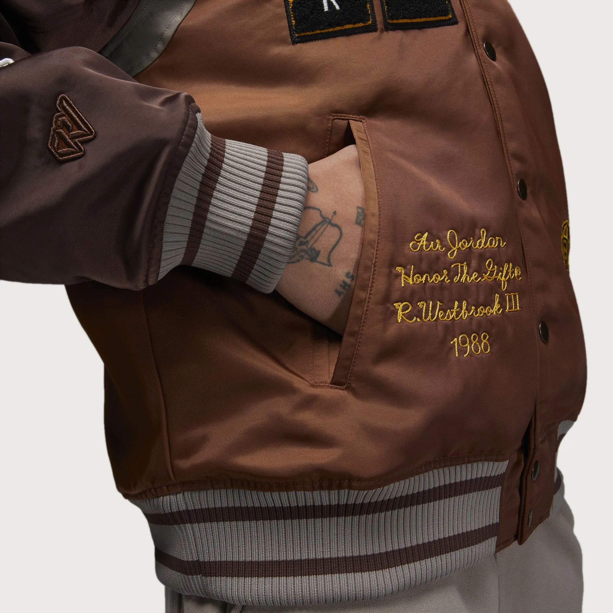 Jordan x HTG Varsity Jacket - Pecan / Moon Fossil