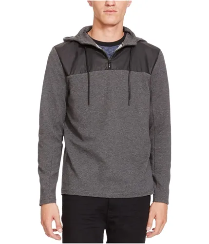 Kenneth Cole Mens Mixed-Media 1/4 Zip Hoodie Sweatshirt