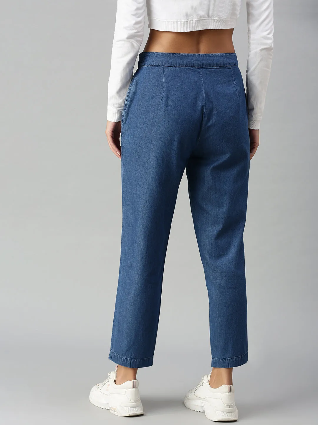 Ladies Straight Pant Enzyme Blue