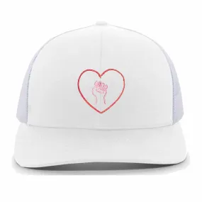 Love As Activism Trucker Mesh Snapback Hat supporting Indivisible