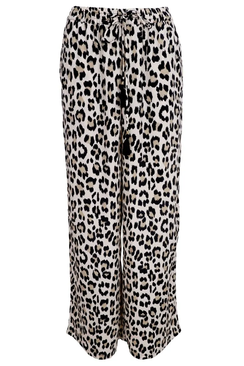 Luna Straight Pant | Lt. Leopard | Bukser fra Black Colour