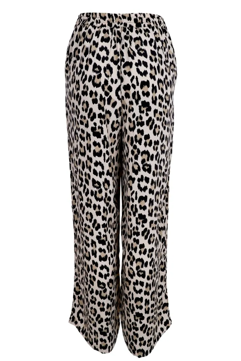 Luna Straight Pant | Lt. Leopard | Bukser fra Black Colour