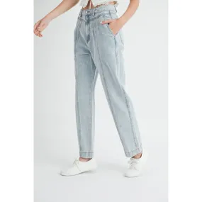 MABLE Pleated Front Detail Straight Jeans