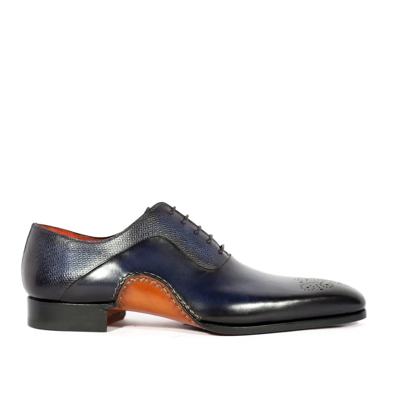 Magnanni 20120 Sanchez II Men's Shoes Navy Grabado Print / Calf-Skin Leather Oxfords (MAGS1127)