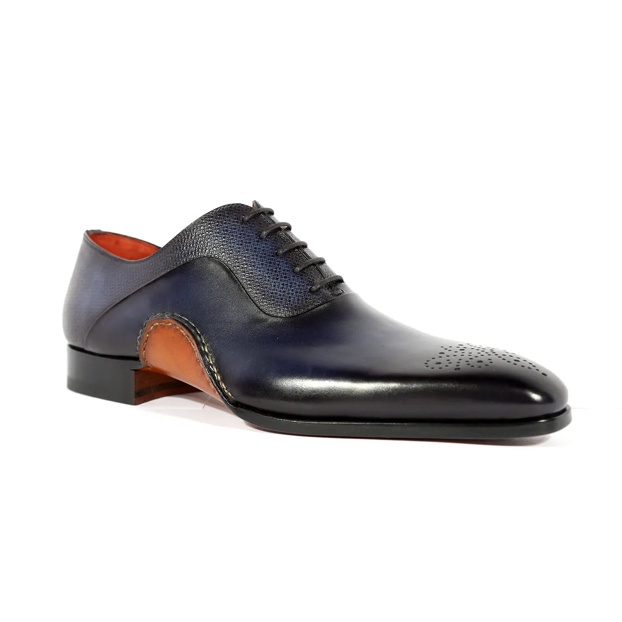 Magnanni 20120 Sanchez II Men's Shoes Navy Grabado Print / Calf-Skin Leather Oxfords (MAGS1127)