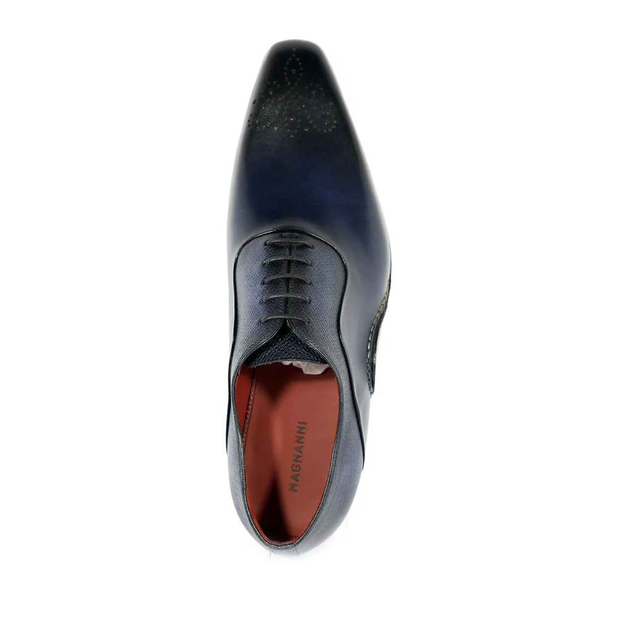 Magnanni 20120 Sanchez II Men's Shoes Navy Grabado Print / Calf-Skin Leather Oxfords (MAGS1127)