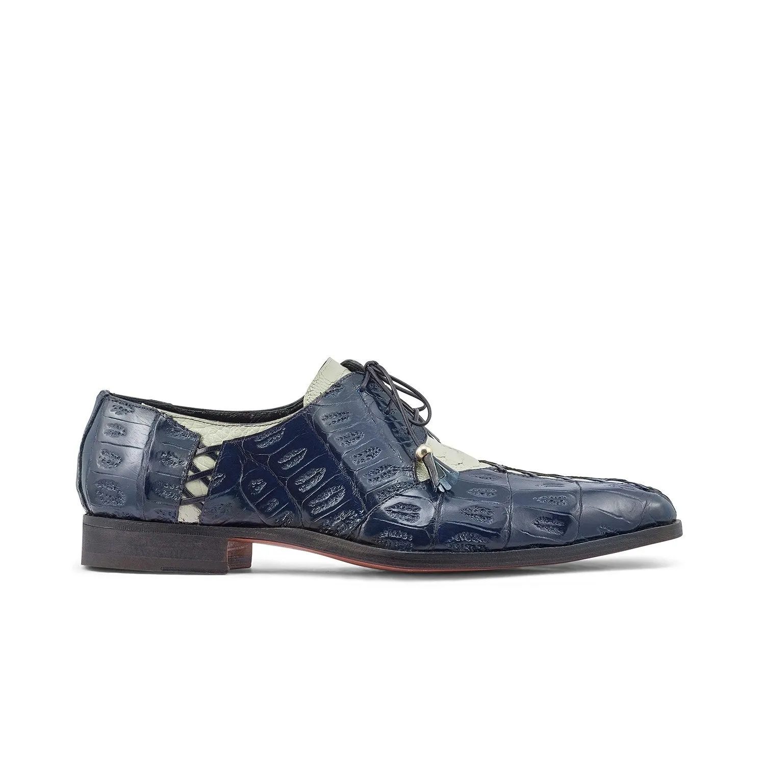 Mauri 4942 Bumby Men's Shoes Arce Raindrops & Wonder Blue Exotic Crocodile / Ostrich Leg Derby Oxfords (MA5379)