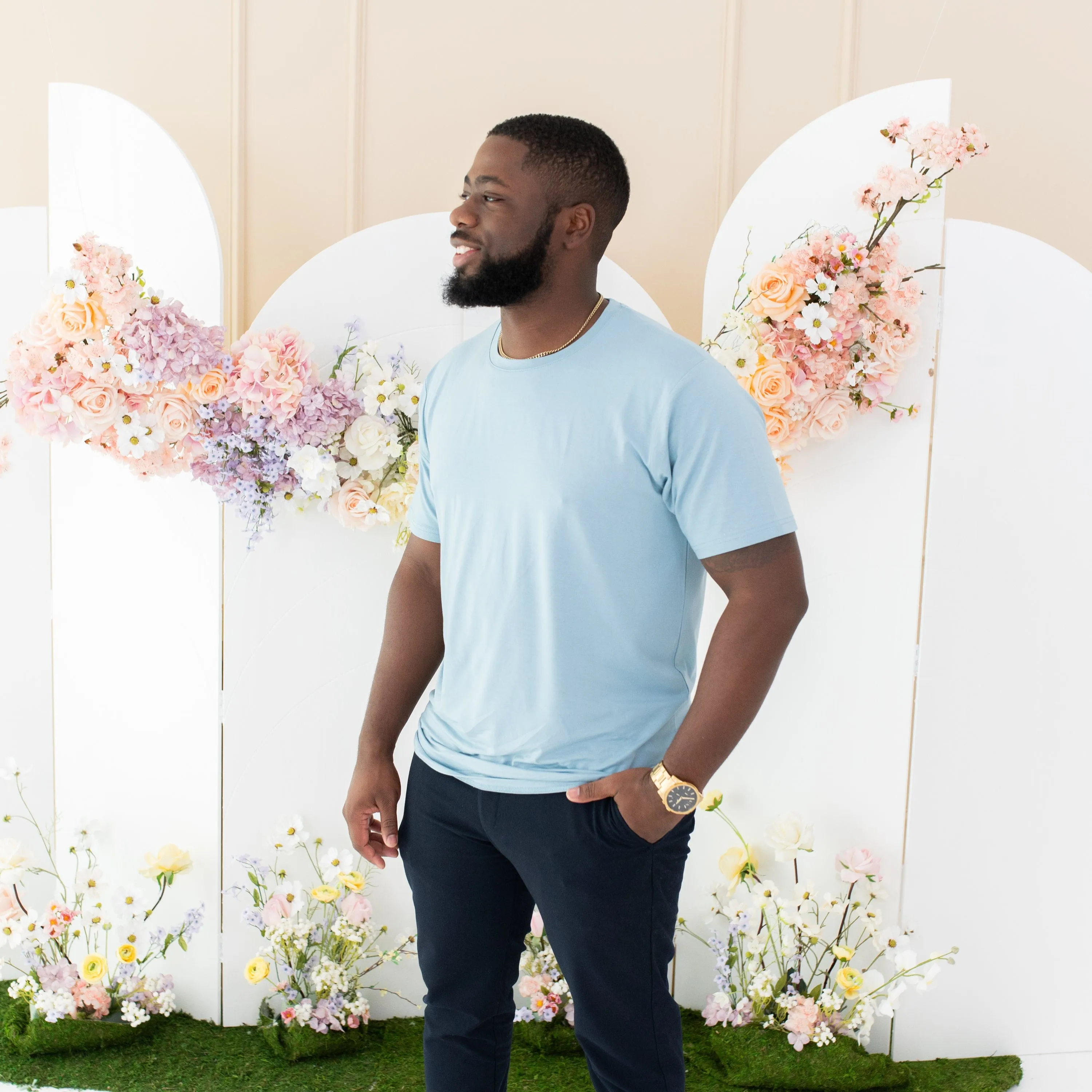 Men's Crew Neck Tee in Dusty Blue