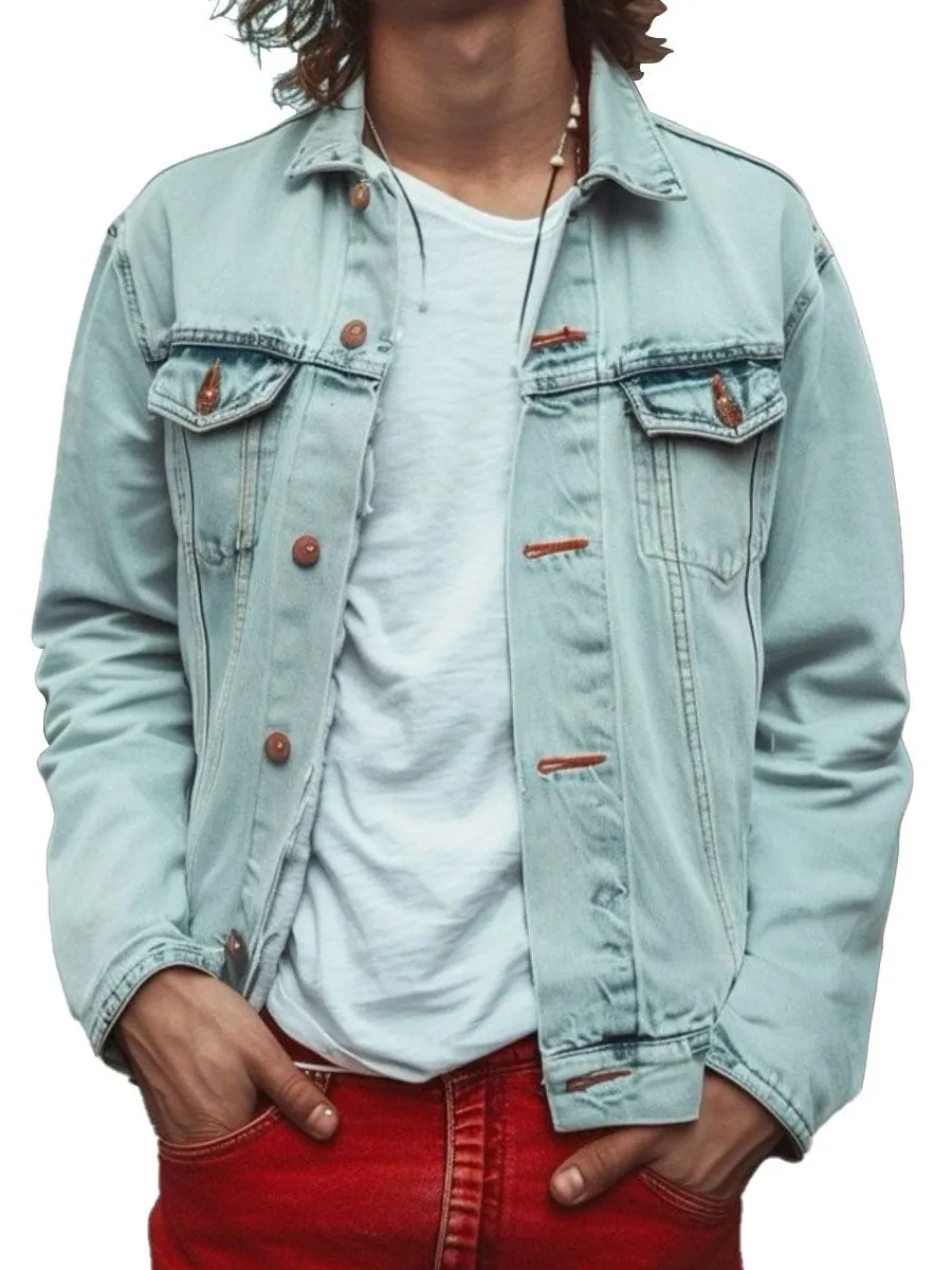 Men's Pocket Single Breasted Classic Denim Jacket