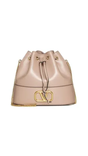 Mini Bucket Bag in Nappa with Vlogo Signature Chain - Rose Cannelle