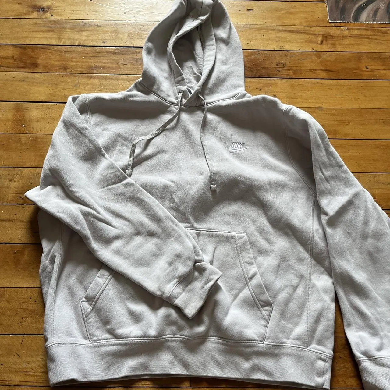 Nike Men's White and Cream Hoodie