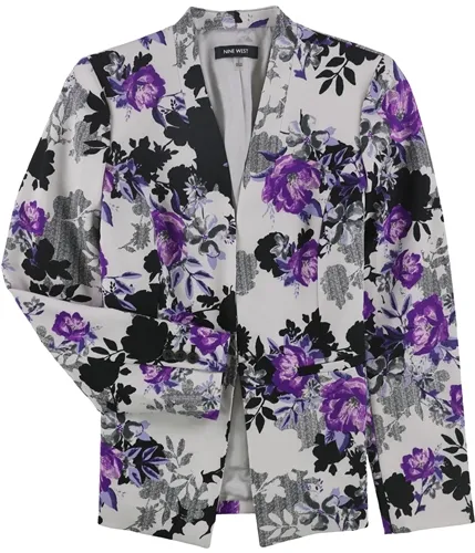 Nine West Womens Crepe Collarless Blazer Jacket