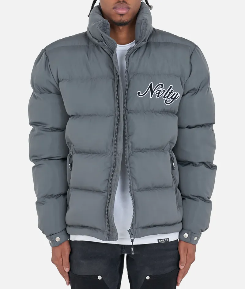 Nvlty Signature Puffer Jacket Charcoal Grey | Upto 30% Off