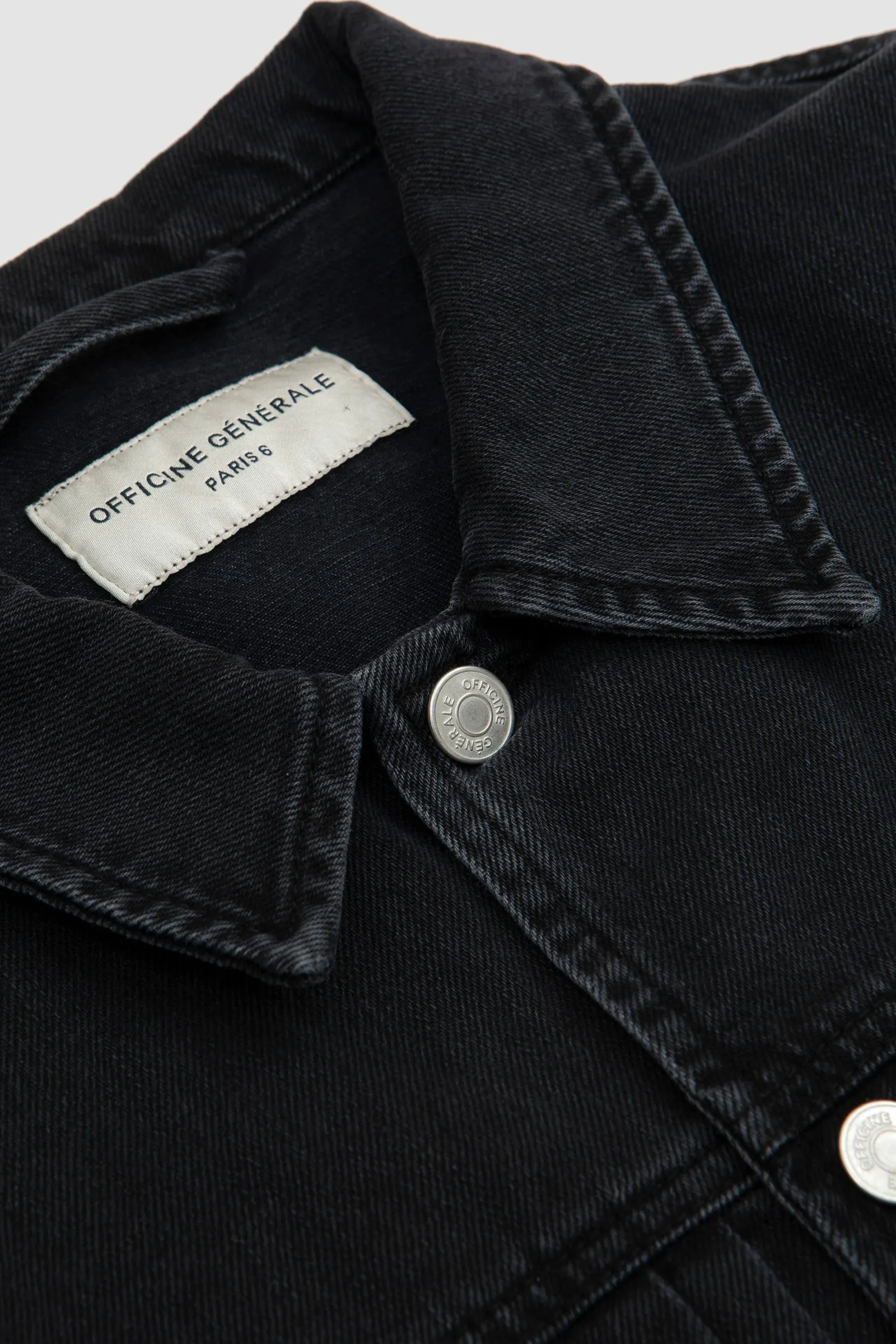 Officine Generale Loick Jkt. Italian Cotton Denim Jacket Dark Grey