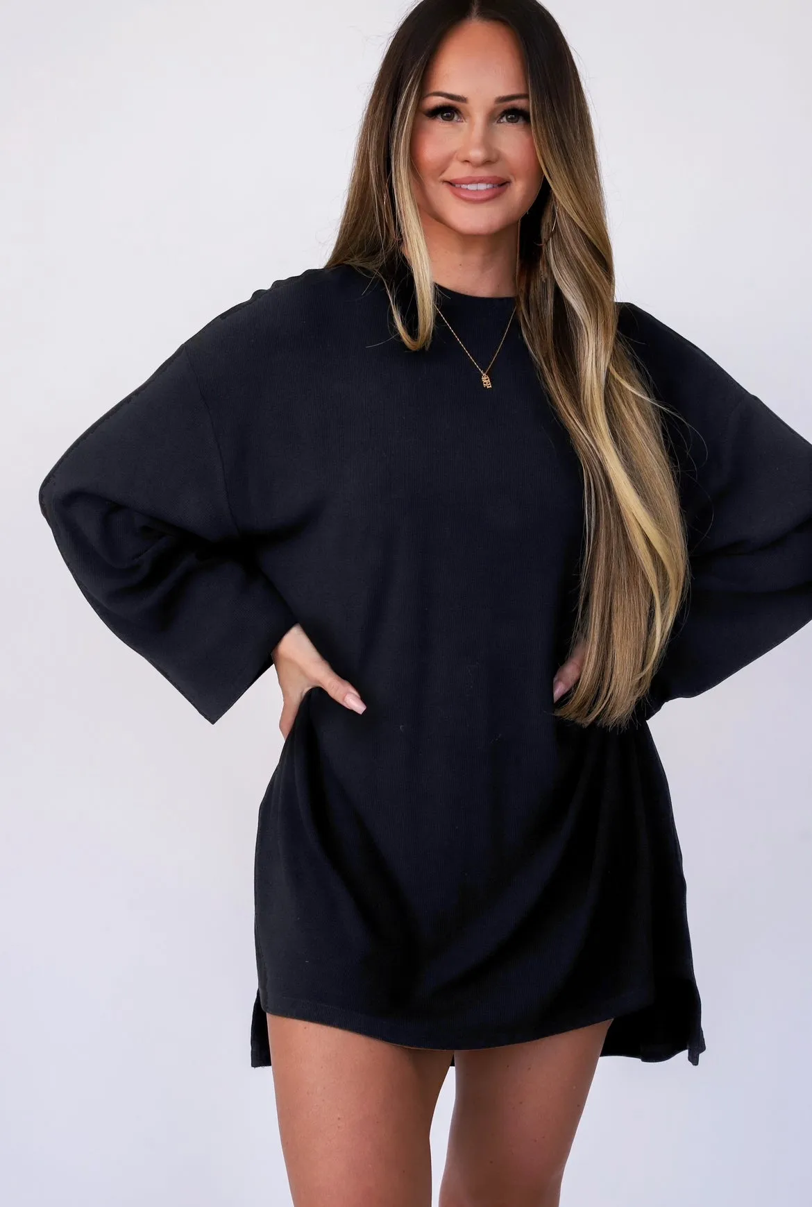 Out Of Pocket Dress Long Sleeve Black