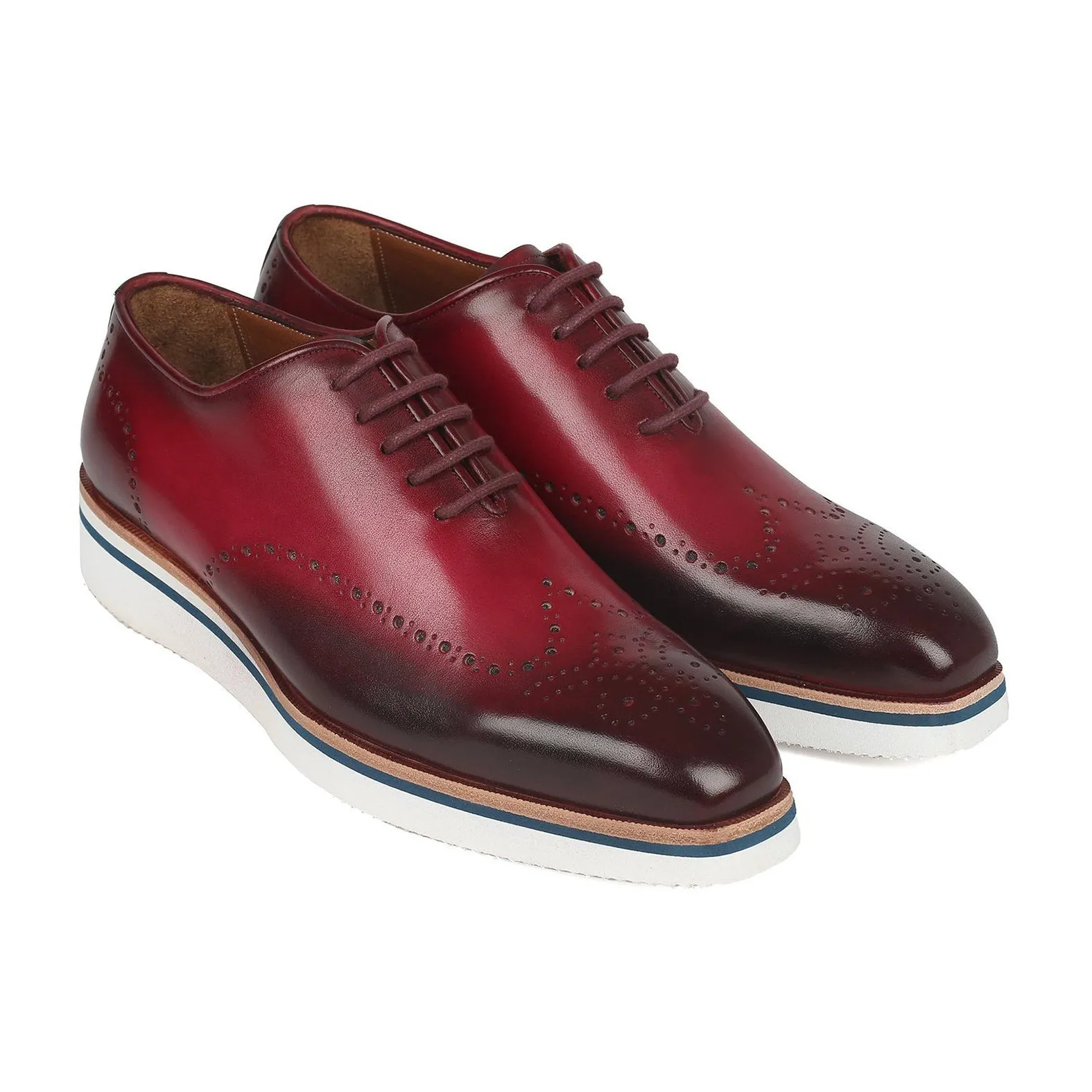 Paul Parkman 188-BRD Men's Shoes Bordeaux Calf-Skin Leather Smart Casual Oxfords (PM6317)