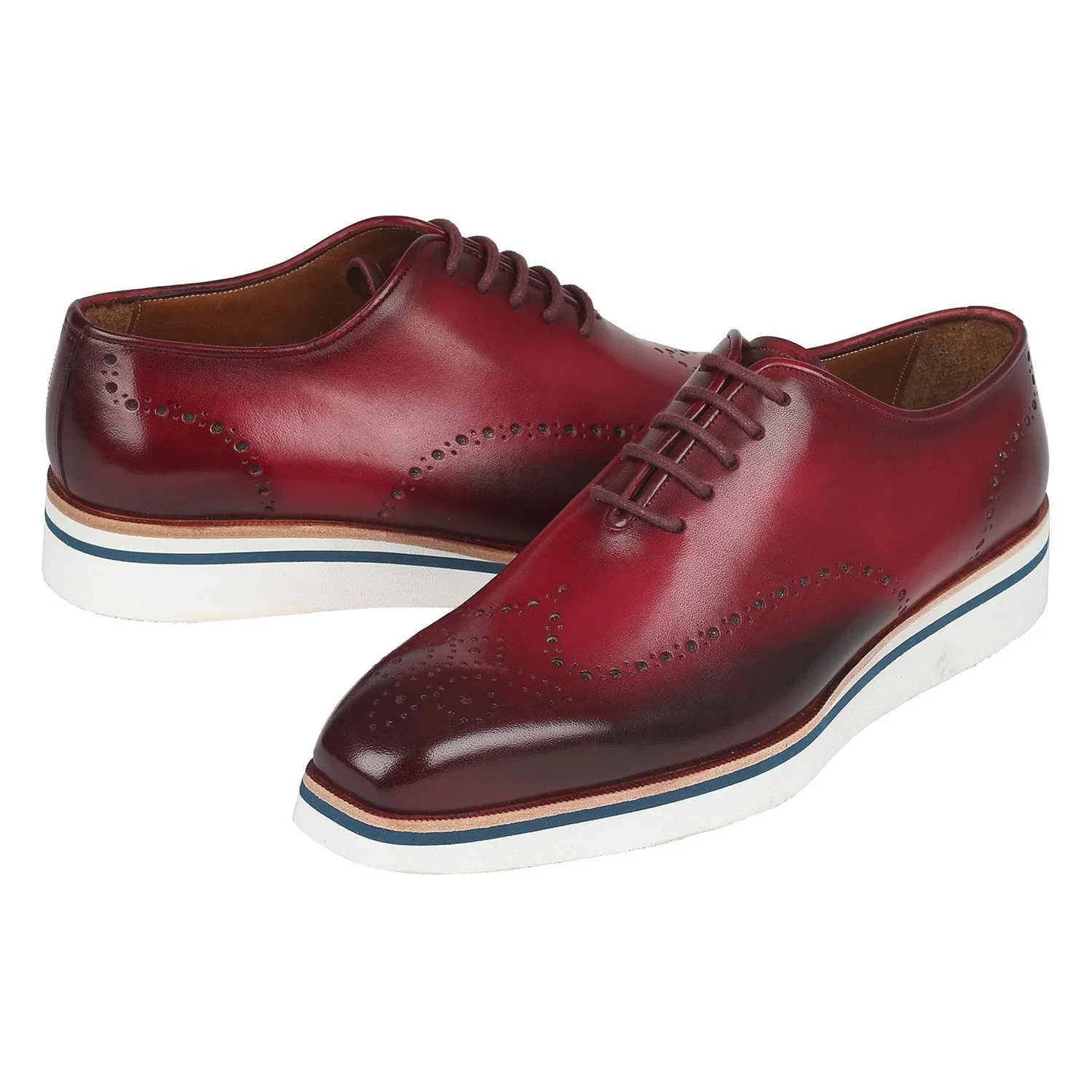 Paul Parkman 188-BRD Men's Shoes Bordeaux Calf-Skin Leather Smart Casual Oxfords (PM6317)