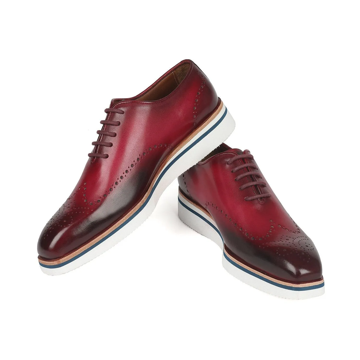 Paul Parkman 188-BRD Men's Shoes Bordeaux Calf-Skin Leather Smart Casual Oxfords (PM6317)