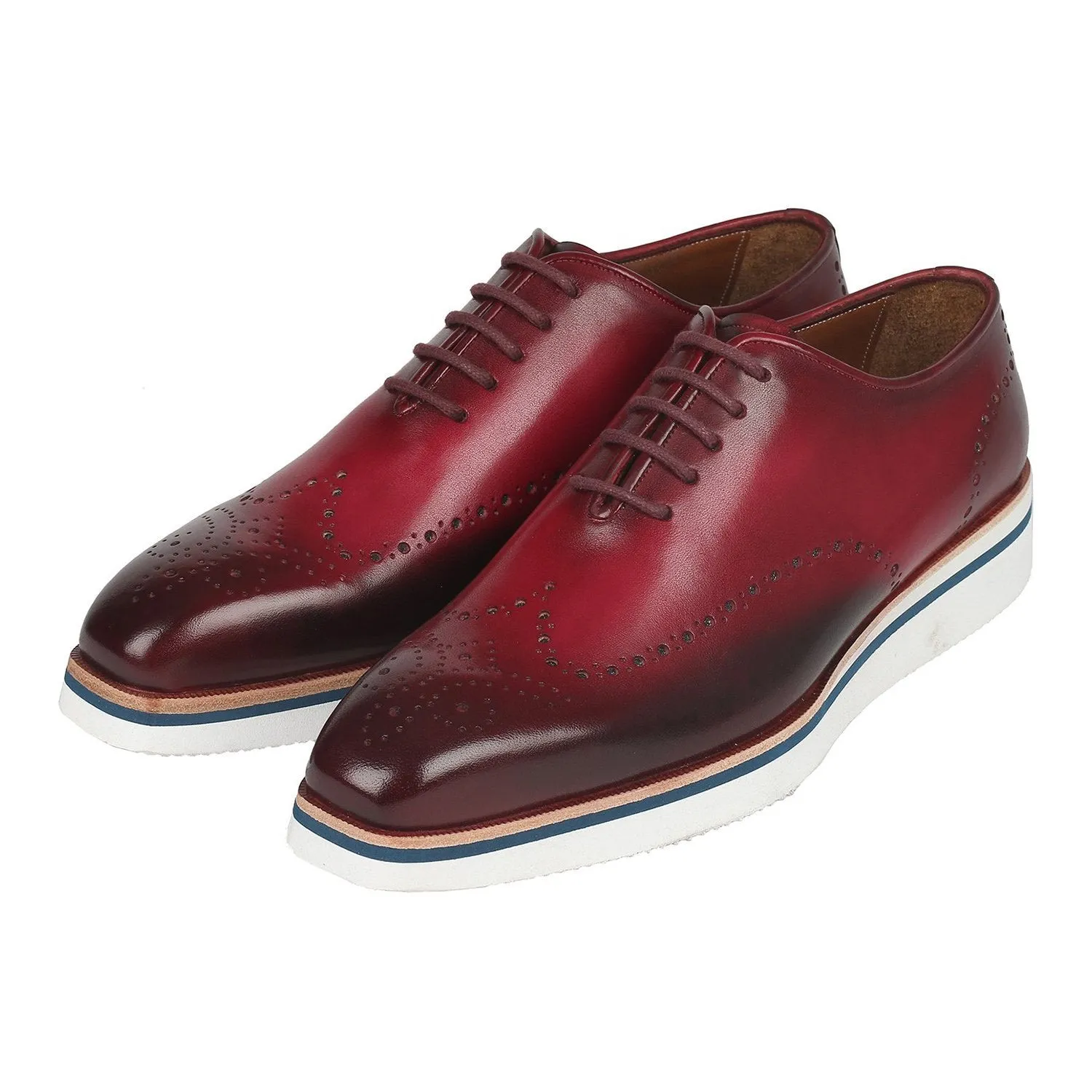 Paul Parkman 188-BRD Men's Shoes Bordeaux Calf-Skin Leather Smart Casual Oxfords (PM6317)