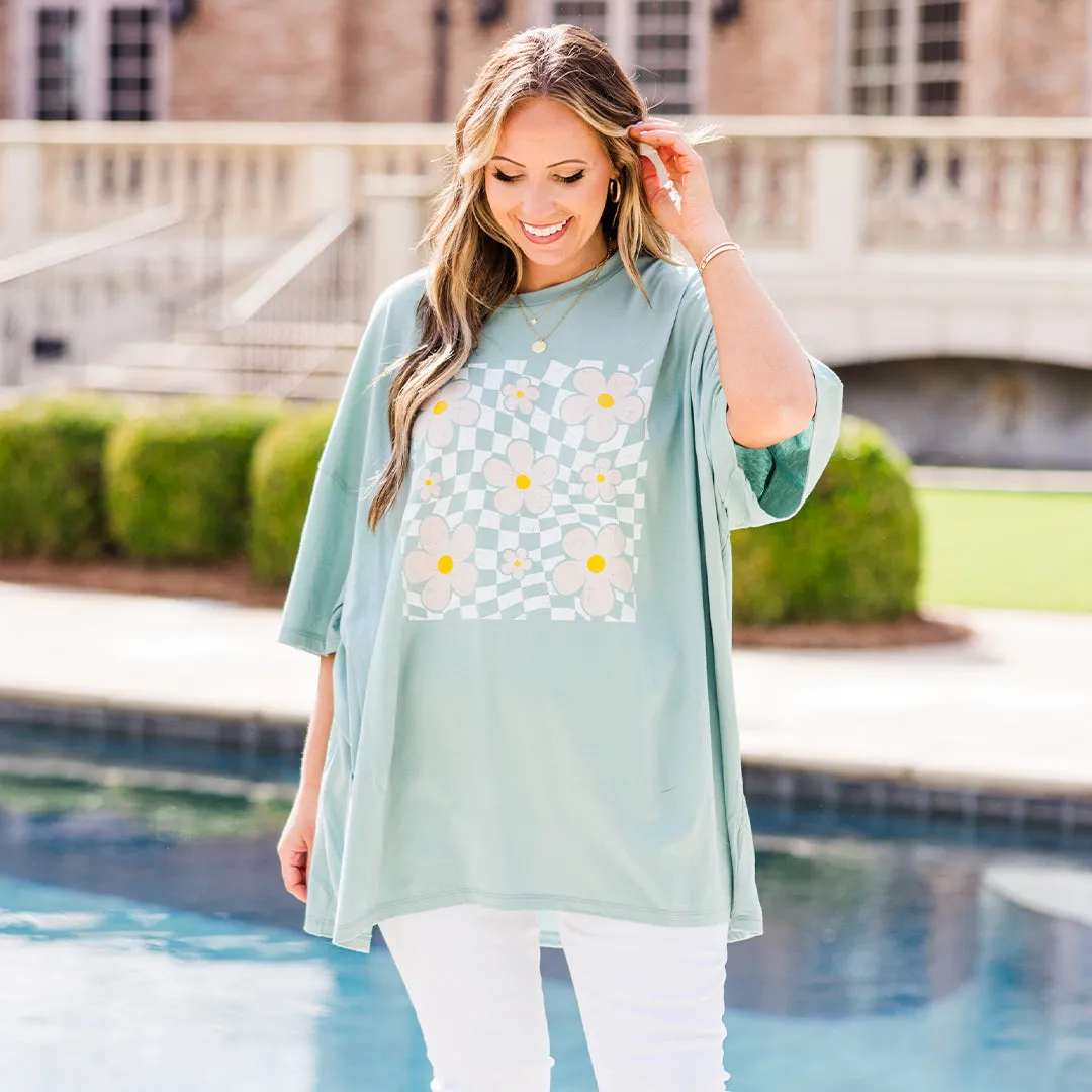 Picking Flowers Boyfriend Tee, Dusty Green