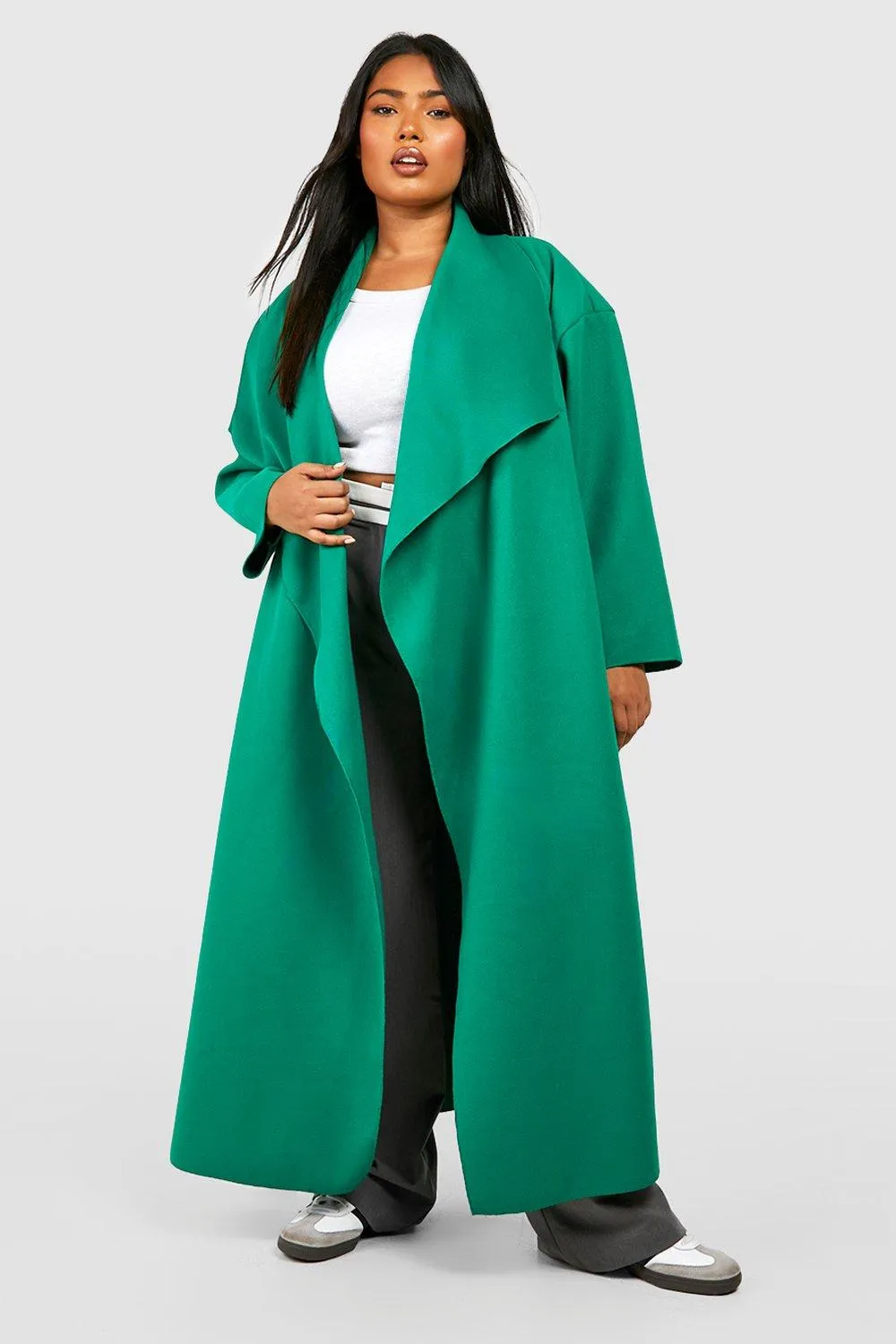 Plus Wool Look Waterfall Coat