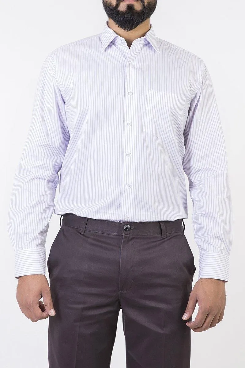 Purple Stripes on White Formal Cotton Mens Dress Shirts